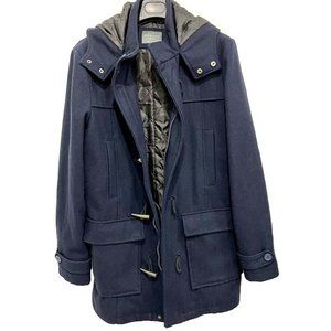 PRIMARK Men’s Long Duffle Coat- Wool Blend Hooded